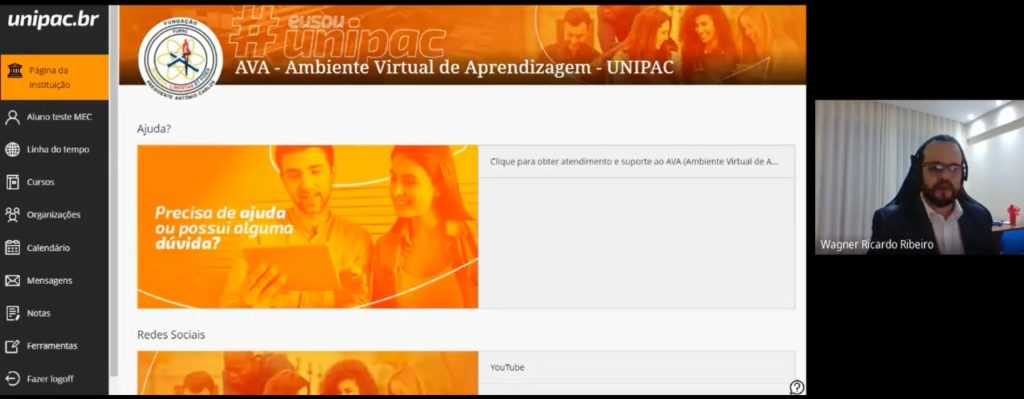 Recepção virtual aos alunos dos cursos de Administração e Pedagogia do UNIPAC EaD